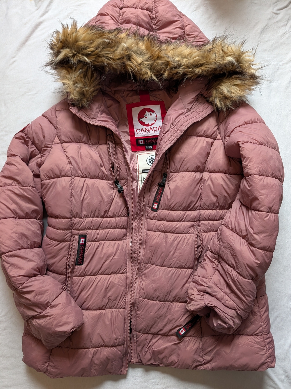 Canada Goose Style Women's Quilted Hooded Puffer Jacket - Dusty Rose